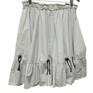 Womens Midi‎ Skirt Large Gray Ruffle Hem Star Bow Cottagecore Western Cowgirl